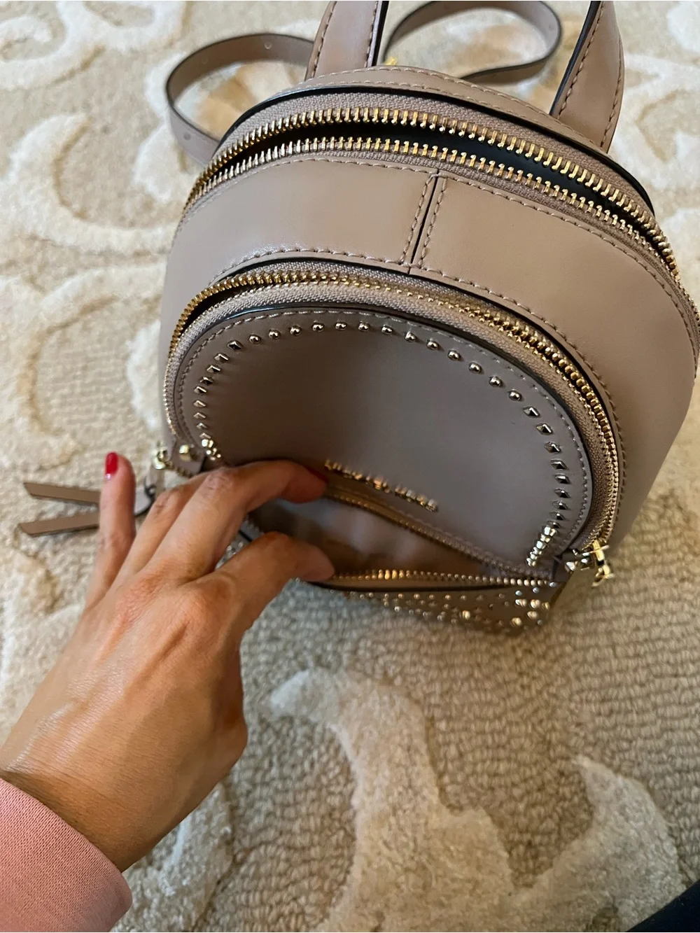 Michael Kors Rhea Mini Studded Backpack Crossbody